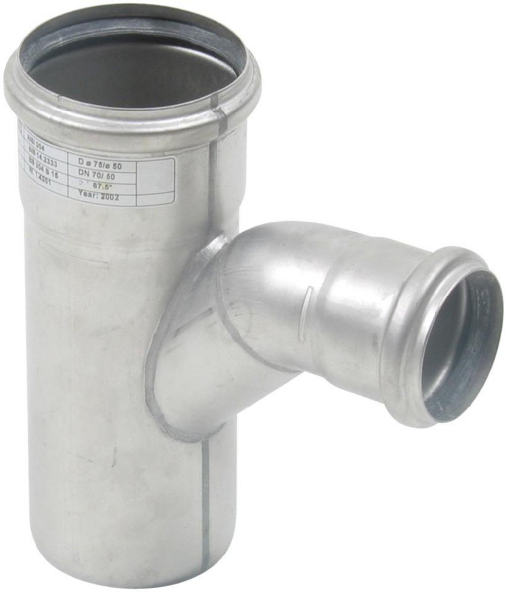 Grenrør 87.5° m/svingt avgrening, AISI 304, Europipe - 75x50 mm x 87° Europipe gren svingt, AISI 304