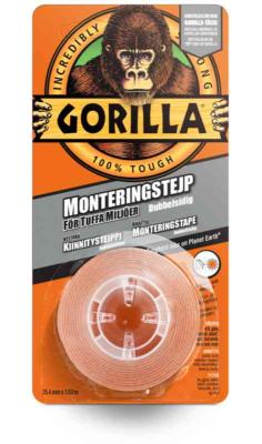Monteringstape Gorilla dobbeltsidig 25.4mmx1.52m