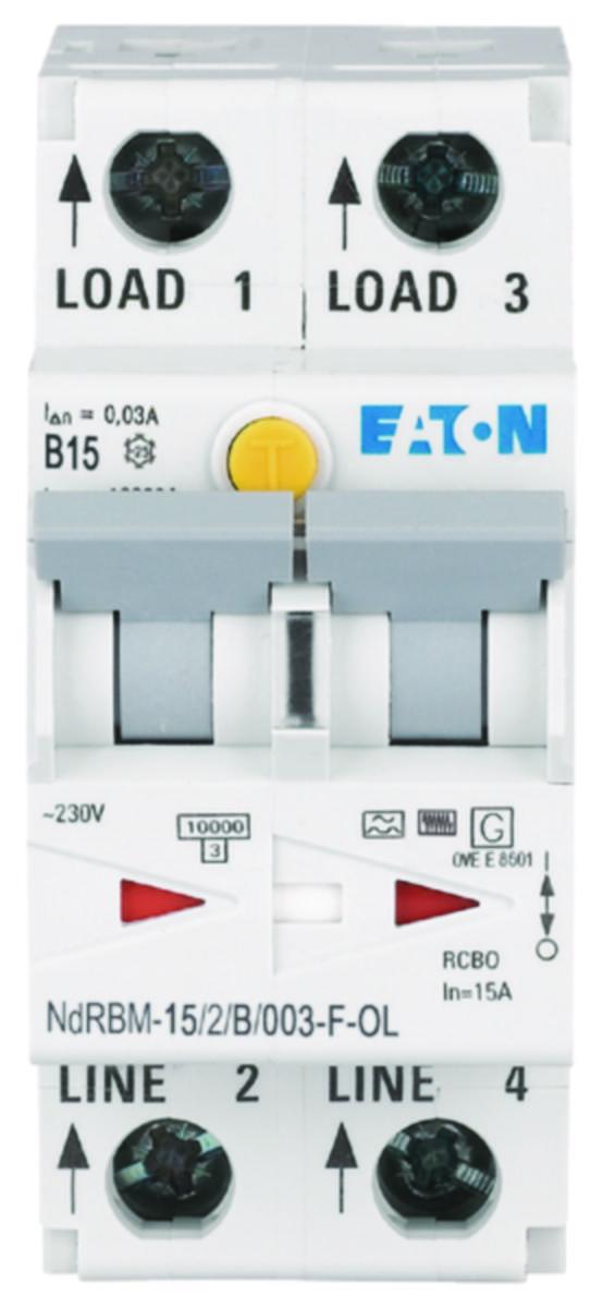 Jordfeilautomat Eaton xDigital F-OL/B - Jordfeilautomat 15A B Type-F NdRBM-15/2/B/003-F-OL