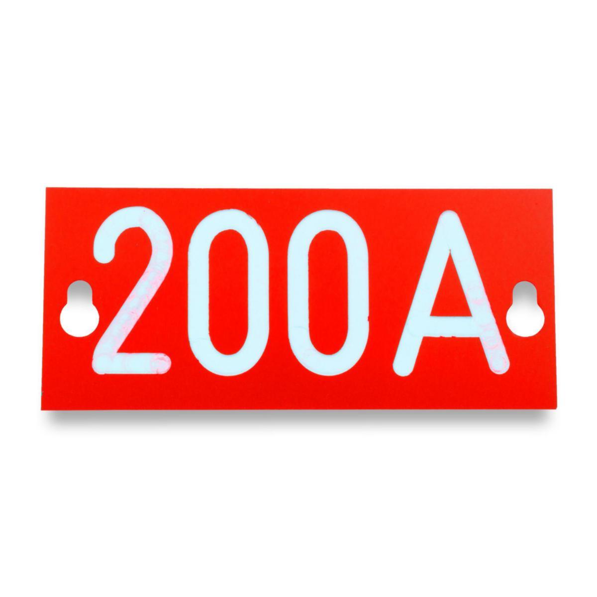 Merkeskilt Ensto 400V - Merkeskilt 200A. rød