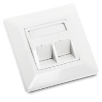 Datauttak 2x innfelt Eurolan Hvit Støvdeksel