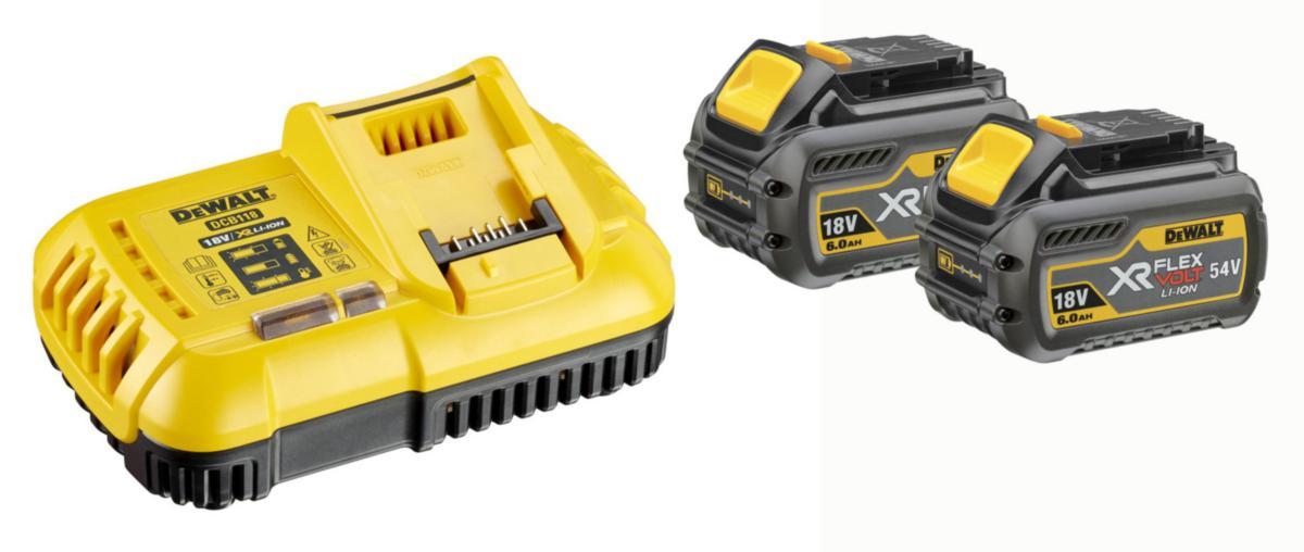 Batterisett Dewalt DCB118T2 18/54V 2x6.0Ah - Batterisett DCB118T2 DeWalt 18/54V 2X6.0Ah lader