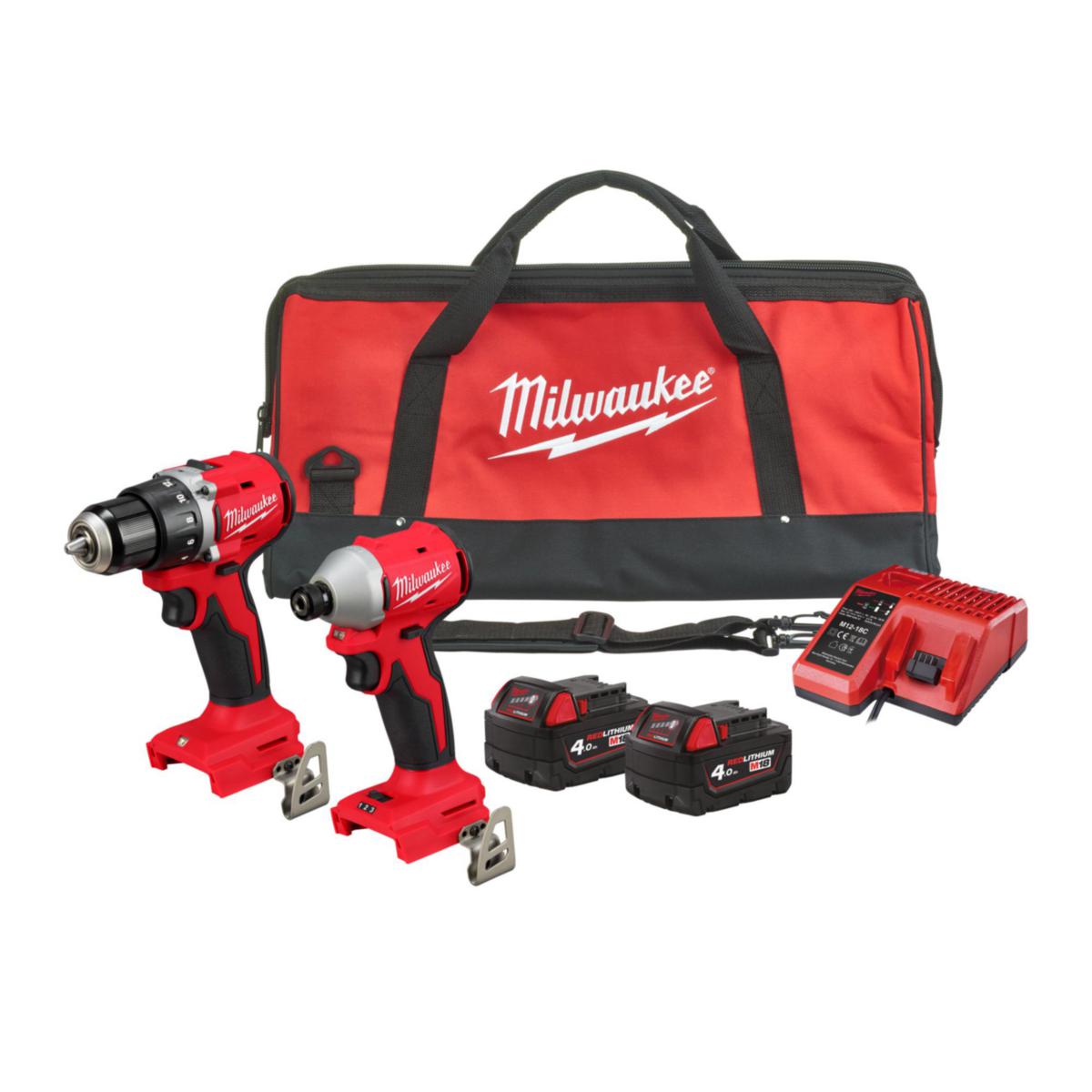 Kombipakke Milwaukee M18 BLCPP2B-402C - Kombipakke M18 BLCPP2B-402C Milwaukee 18V 4.0Ah koffert