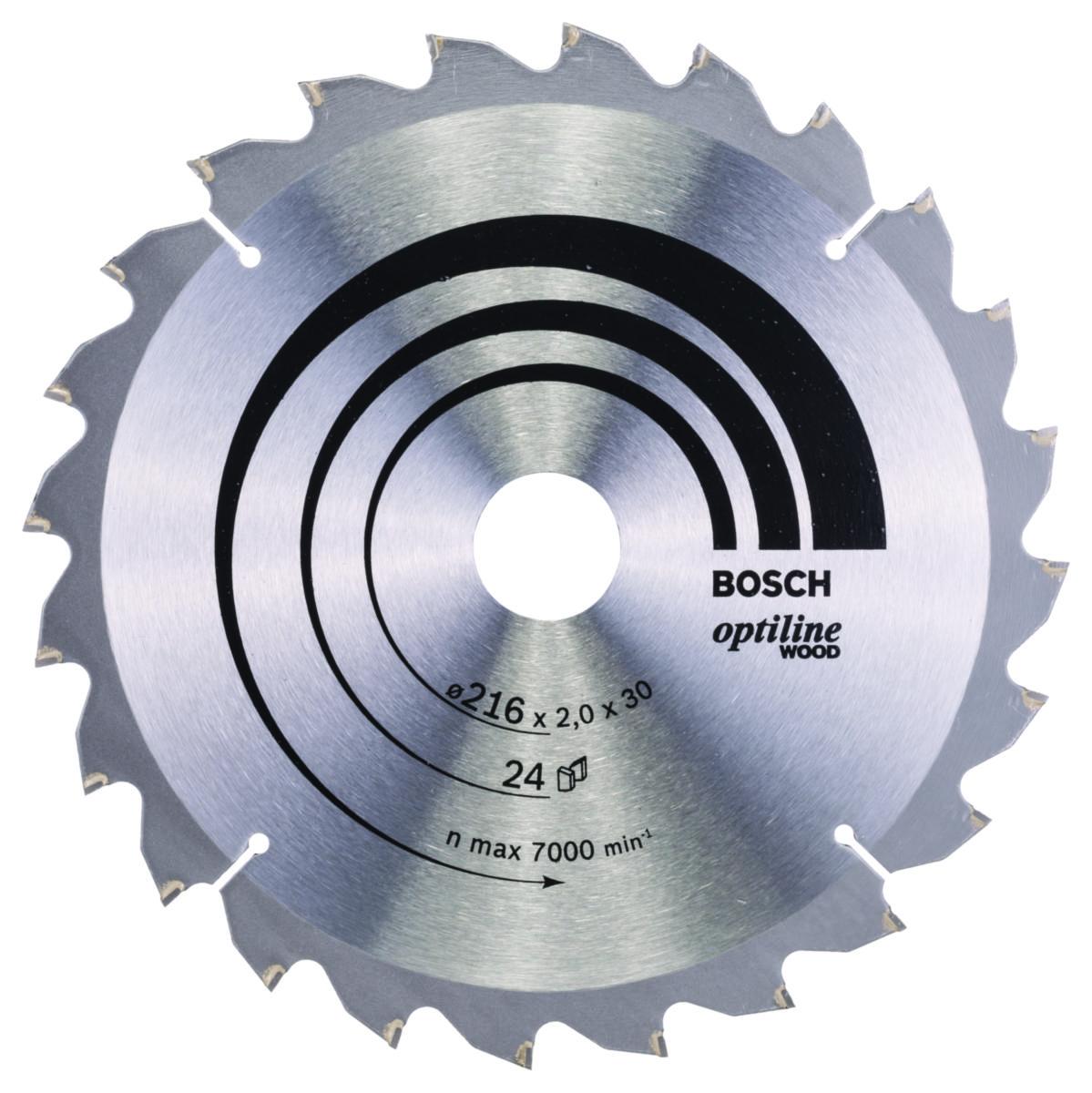 Sirkelsagblad Bosch Pro Wood, for kapp- og gjærsager med ledning - Sirkelsagblad Optiline Wood Bosch Ø216X30X2.0mm. 24T