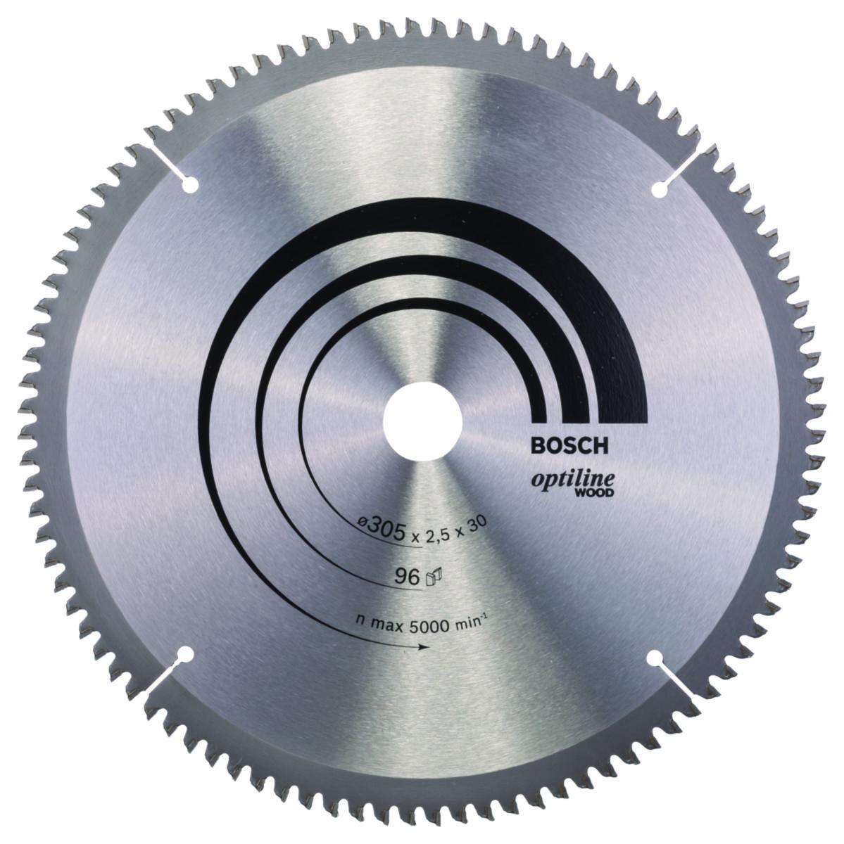 Sirkelsagblad Bosch Pro Wood, for kapp- og gjærsager med ledning - Sirkelsagblad Optiline Wood Bosch Ø305X30X2.5mm. 96T
