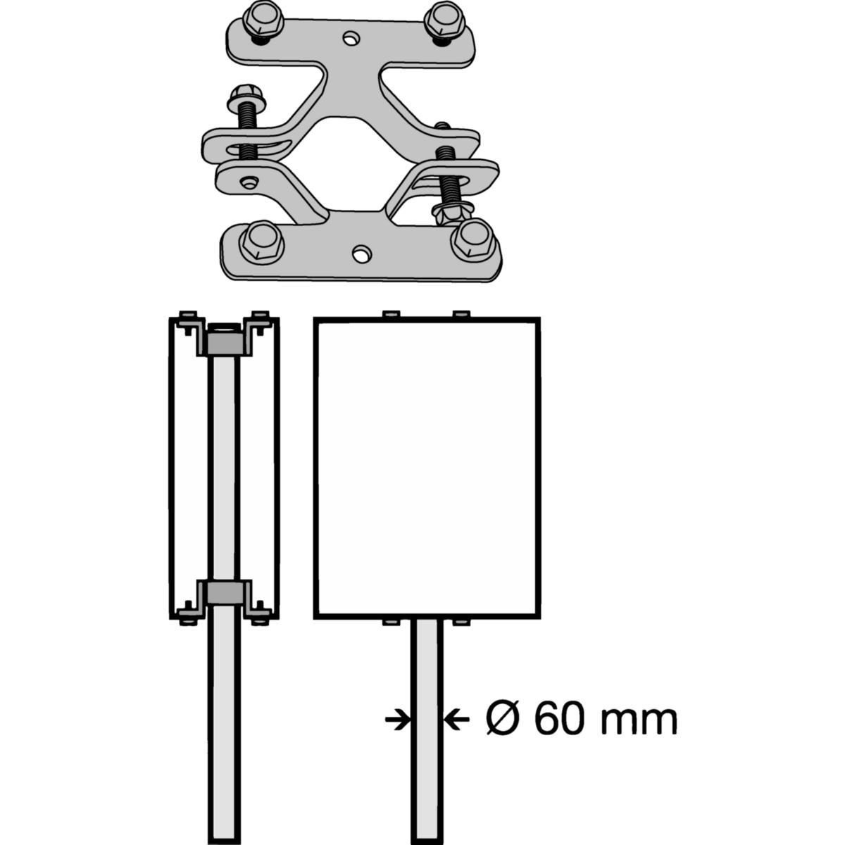 Stolpebrakett Systemtext dobbelt for buede skilt - Stolpebrakett dobbelt buet Systemtext 130X35mm aluminium