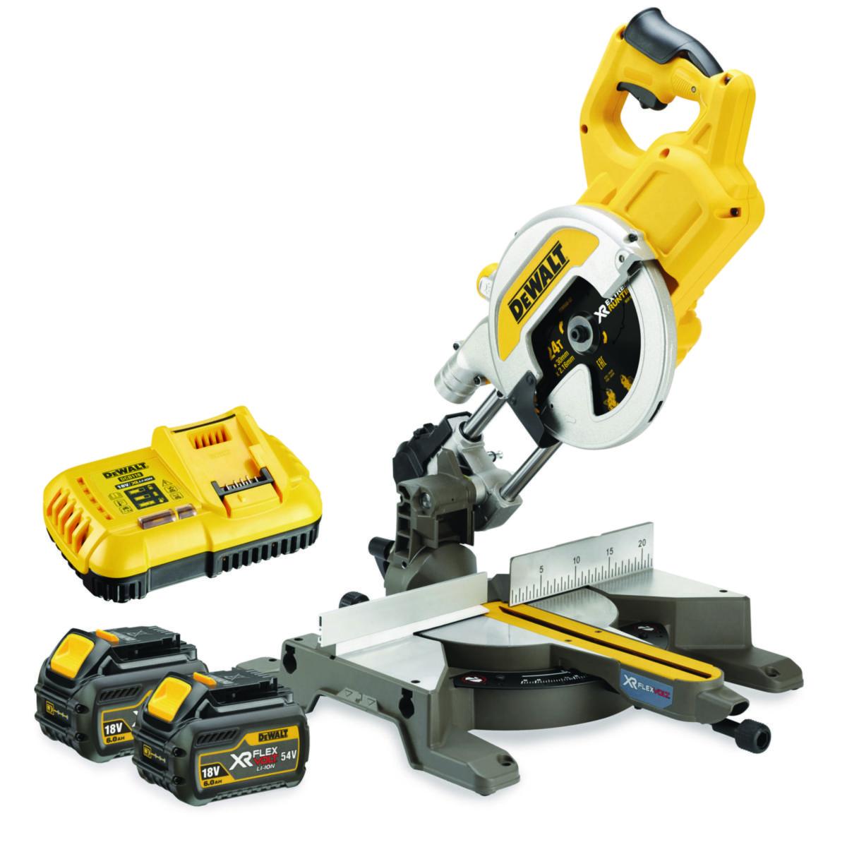 Kapp-/ gjærsag DeWalt 54V DCS777T2 XR Flexvolt - Kapp/gjæringssag DCS777T2 DeWalt 54V 6.0Ah Ø216mm