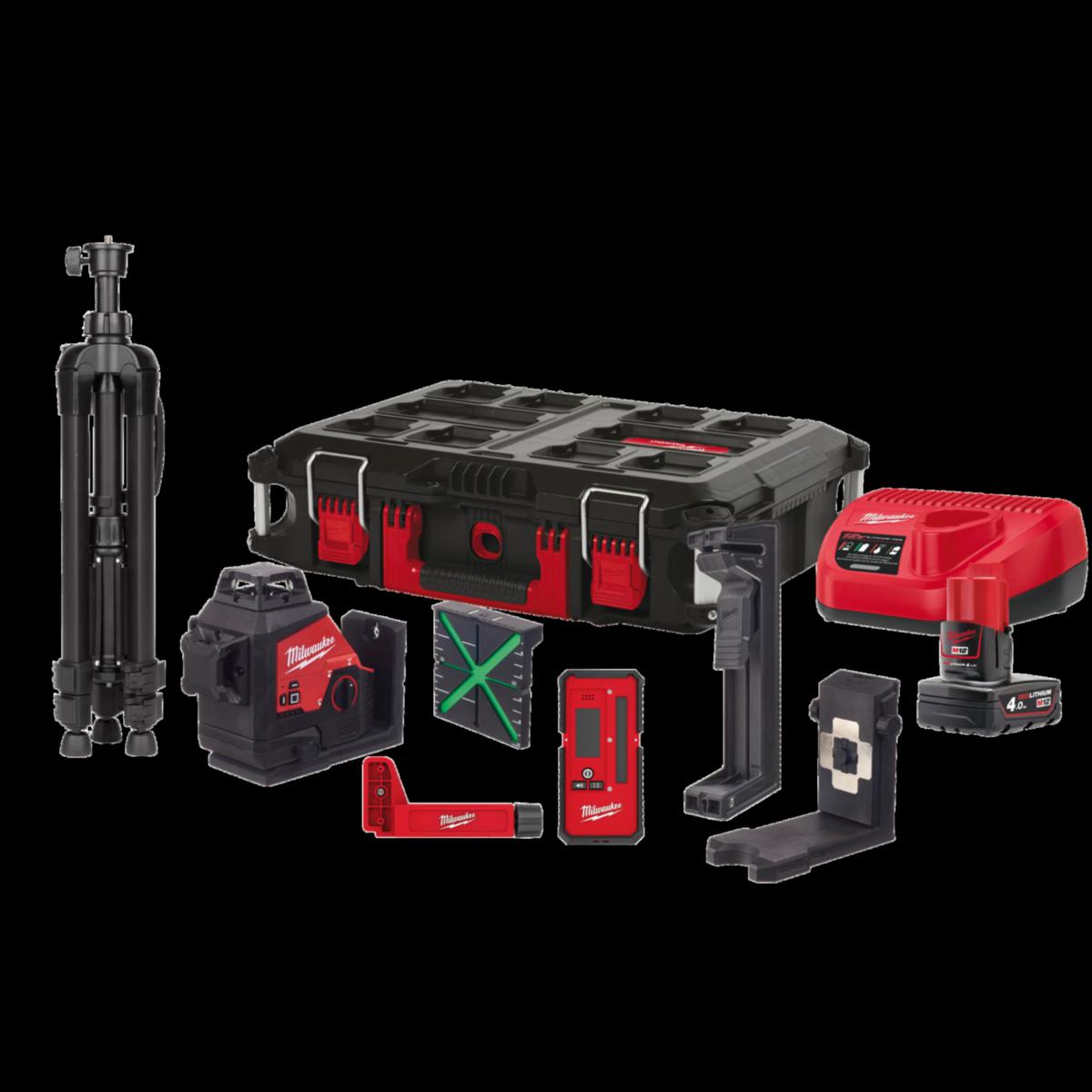 3-planslaser Milwauke M12 3PLKIT-401P - 3-planslaser M12 3PLKIT-401P Milwaukee 1x4.0Ah