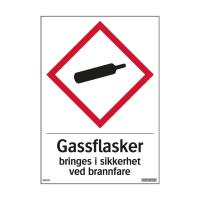 Dekal Systemtext "Gassflasker bringes i sikkerhet ved brannfare" reflekterende