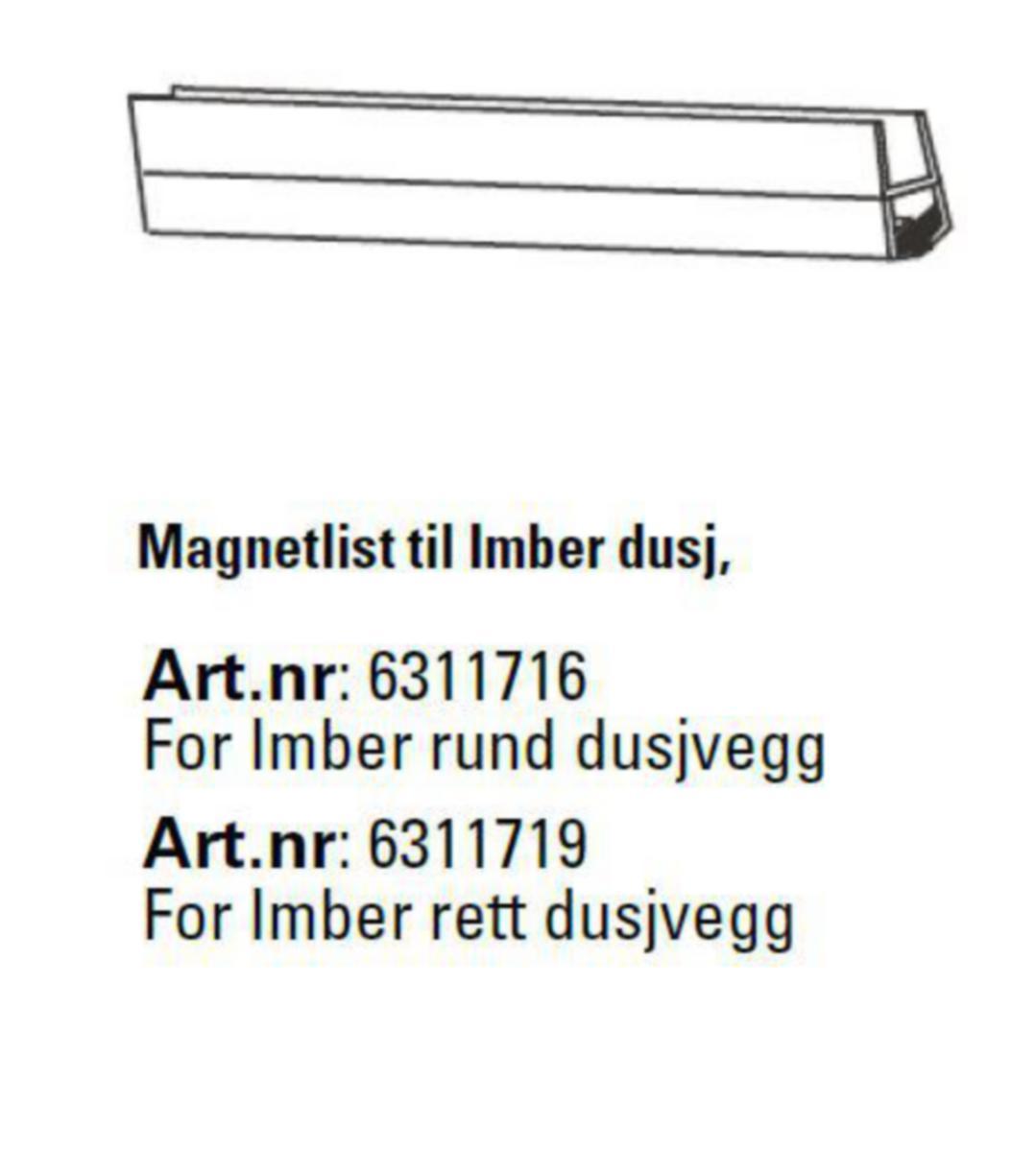 Reservedeler til Papilio dusjkabinett, a-collection - A-coll Papilio magnetlist R-del for kabinett