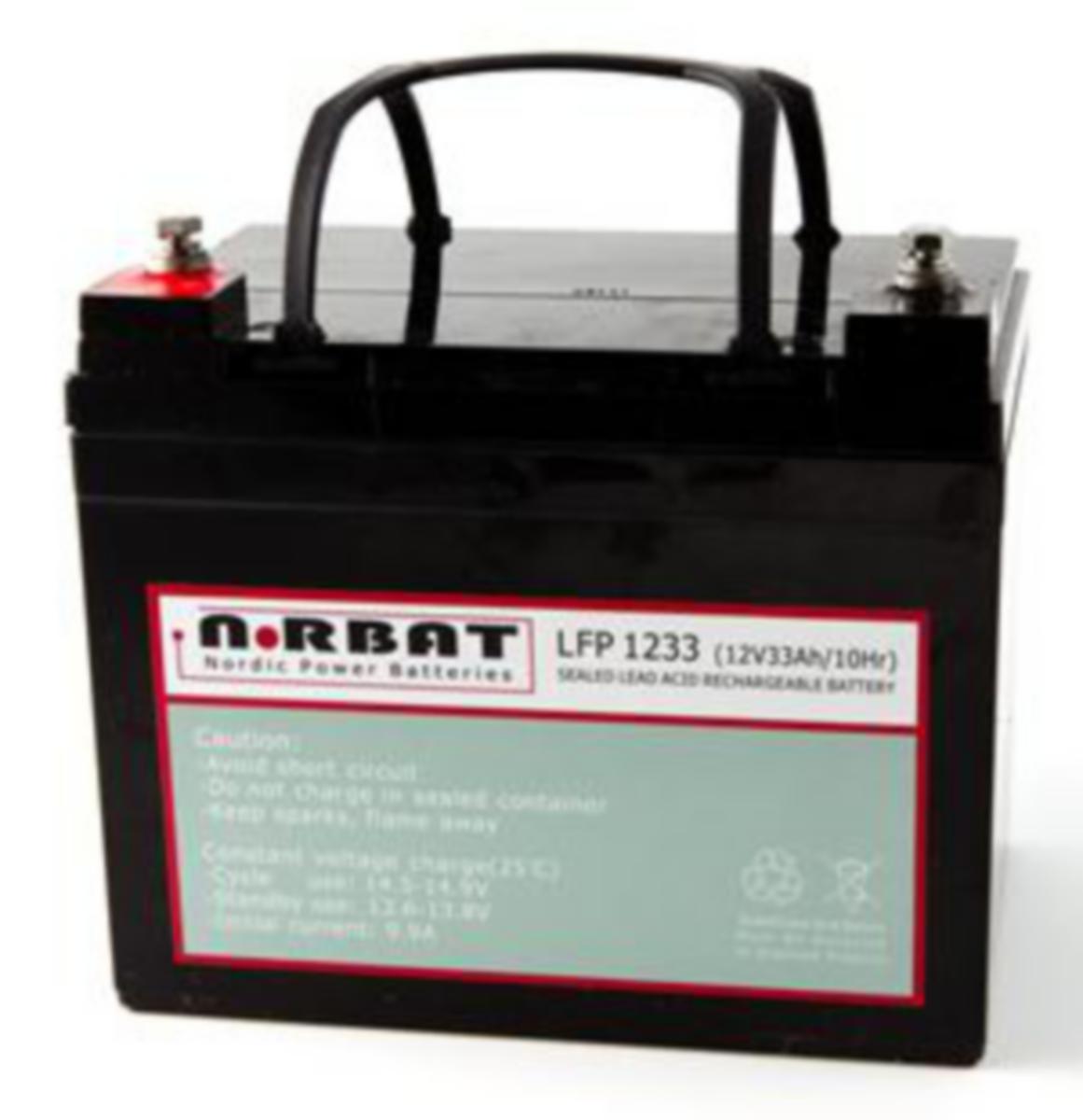Blybatteri LFP NorBat AGM - Blybatteri LFP1233 12V 33Ah NorBat LFP1233