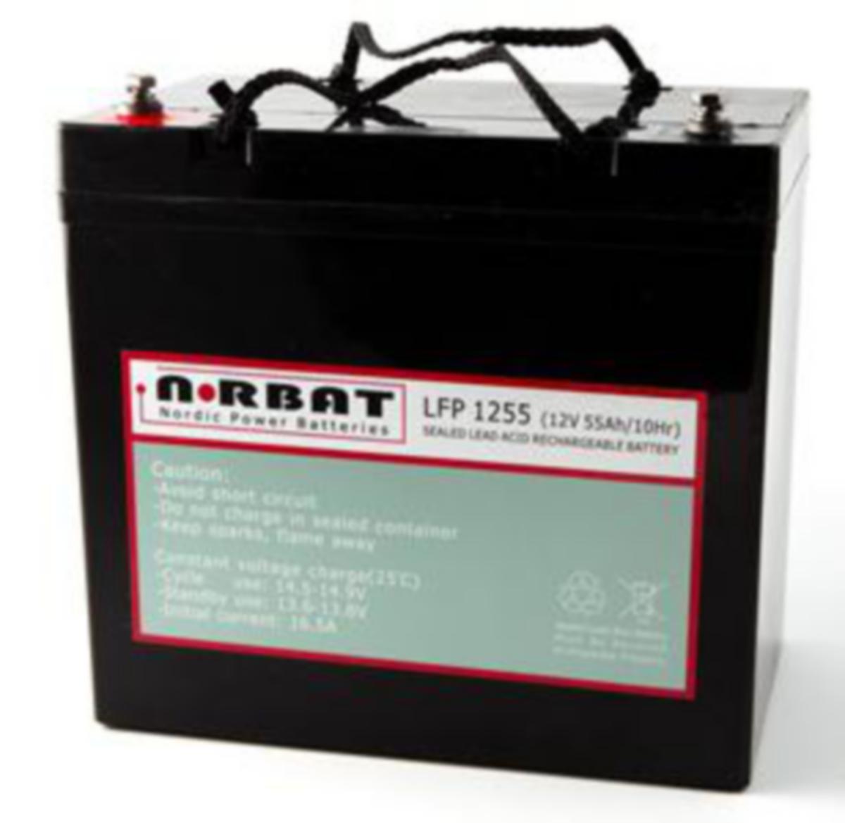 Blybatteri LFP NorBat AGM - Blybatteri LFP1255 12V 55Ah NorBat LFP1255