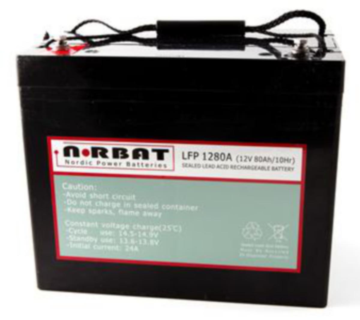 Blybatteri LFP NorBat AGM - Blybatteri LFP1280 A 12V 80Ah NorBat LFP1280A