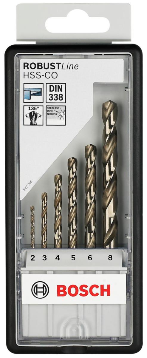 Metallborsett Bosch HSS-CO 6-deler - Borsett metall Robust Line Bosch HSS-CO 2-8mm 135gr. 6pk
