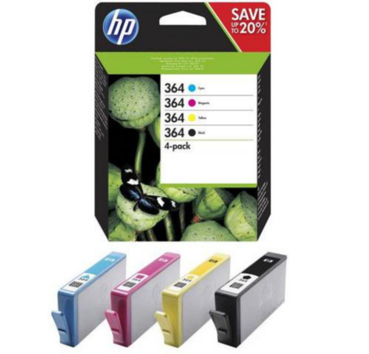Blekk 364 HP N9J73AE CMYK 4 stk - Blekk 364 HP N9J73AE CMYK 4 stk