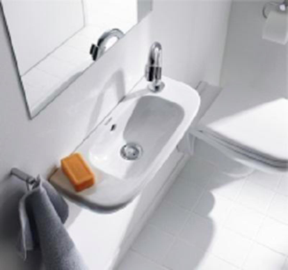 Servant D-Code 500 x 220 mm, Duravit - Duravit D-Code servant B50 D22 m/overløp  kranhull høyre bolt