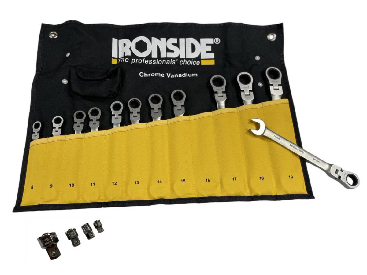 Skrallekombinøkkelsett 8-19mm Flex, 16 deler - Skrallekombinøkkelsett 8-19mm Ironside Flex 12+4pcs 102390