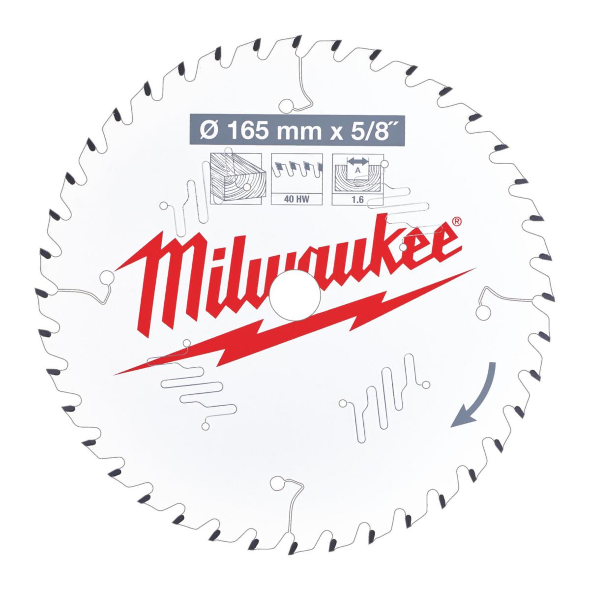 Sirkelsagblad Milwaukee Tre - Sirkelsagblad for tre Milwaukee Ø165X15.87X1.6mm 40T