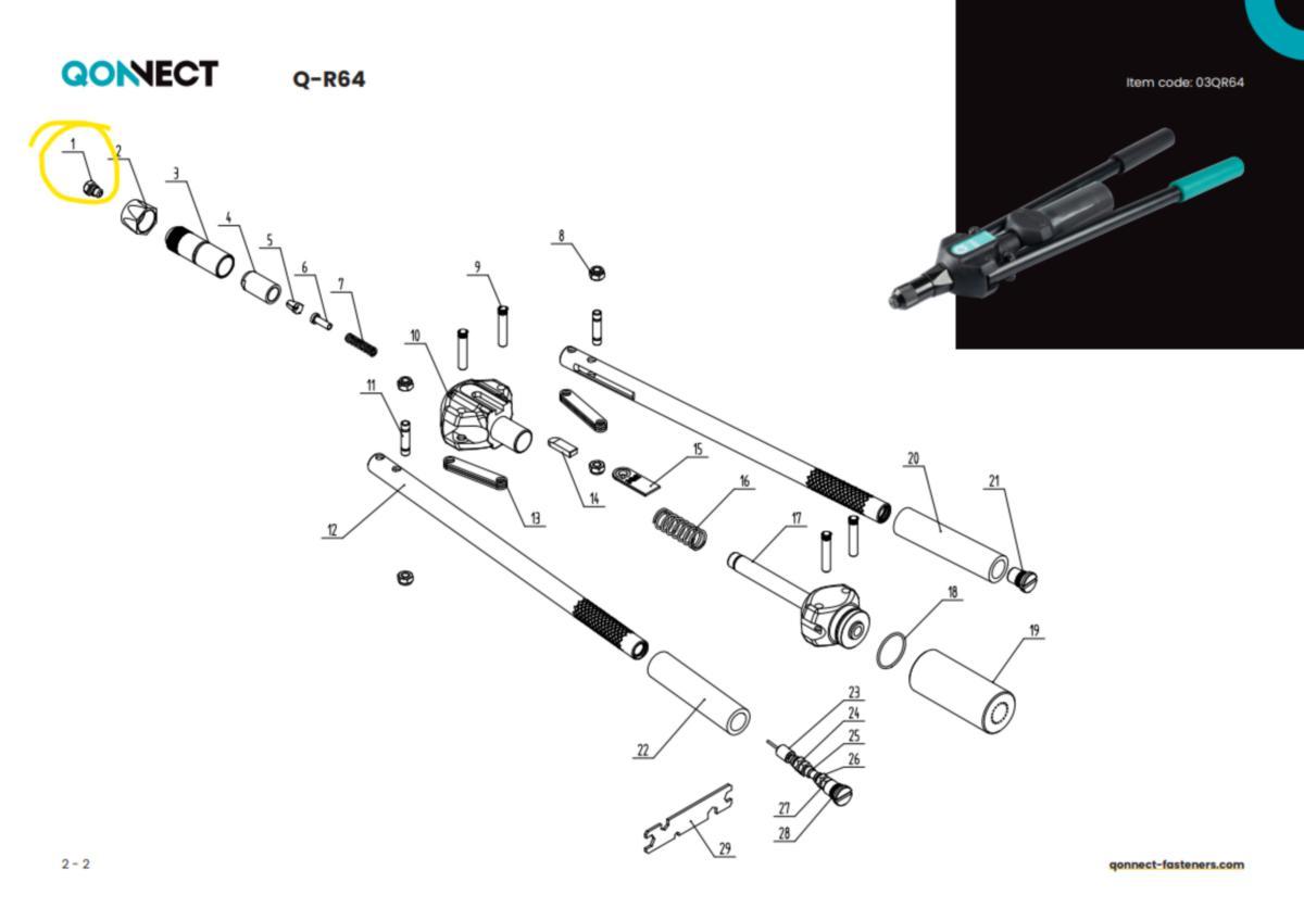 Reservedel Qonnect Pull-link PB50 Nese - Pull-link PB50 Nese Qonnect 5.0mm MCS5800 Accubird