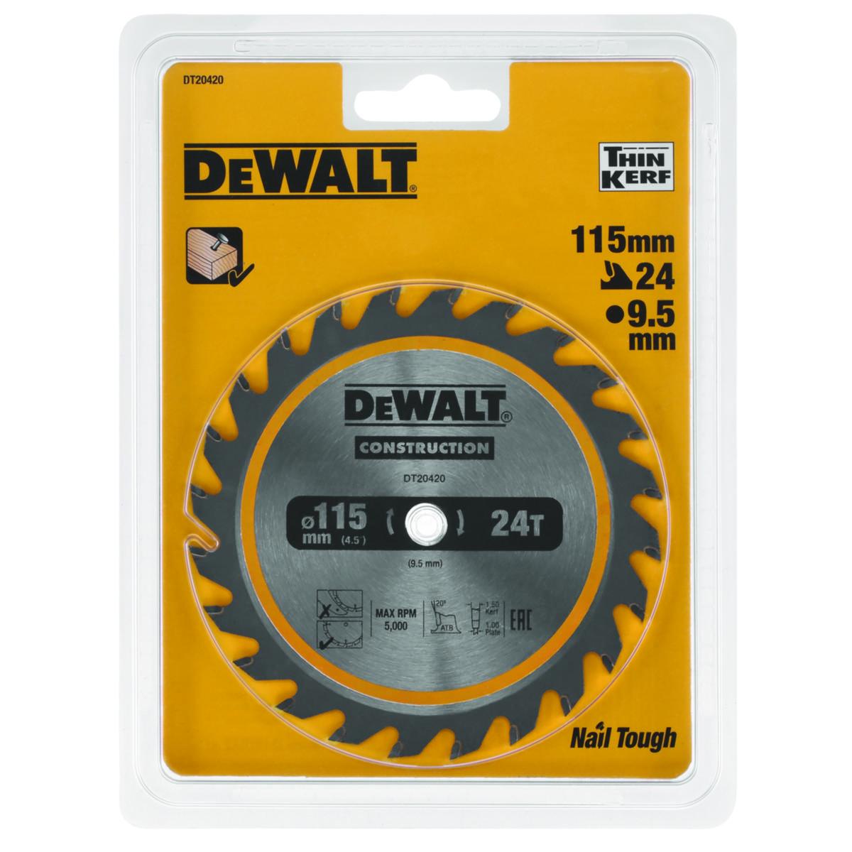 Sirkelsagblad DeWalt DT20420 TCT - Sirkelsagblad DT20420 TCT DeWalt Ø115X9.5mm 24T
