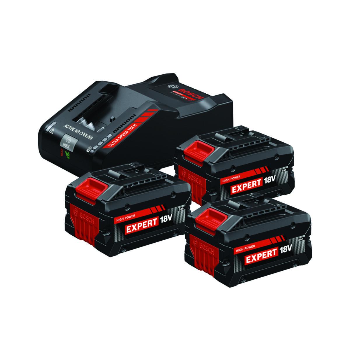 Startersett batteri Bosch EXBA18V-80 EXPERT 18V 3X8,0AH - Startersett batteri Expert Bosch 18V 3x8.0Ah