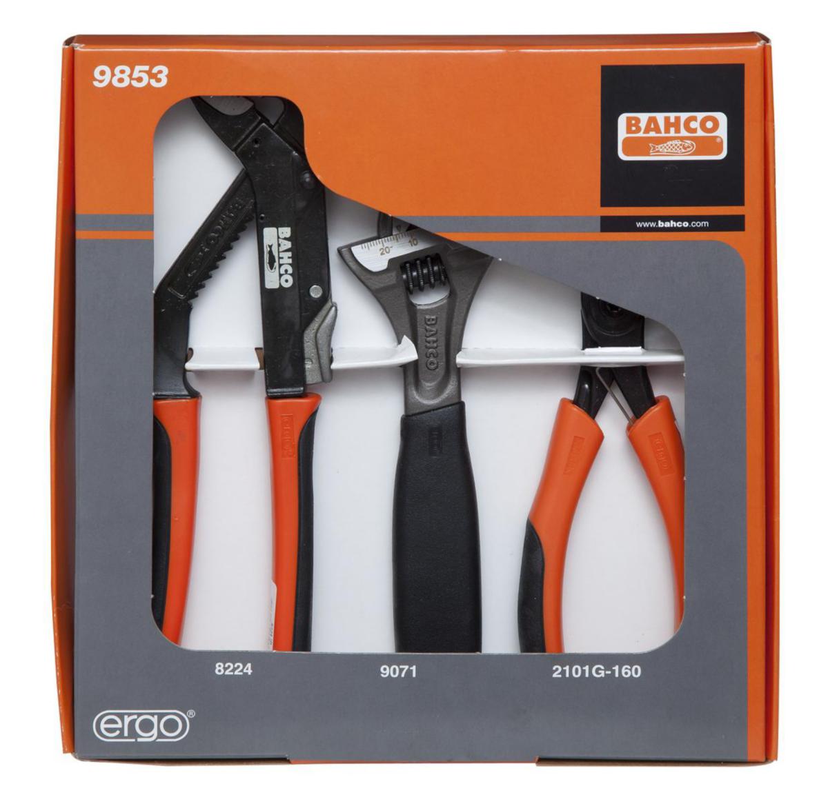 Allround-sett m/3 isolerte tenger Bahco 9853 - Verktøysett 9853 Ergo Bahco 3 deler