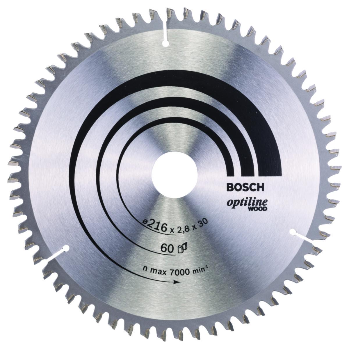 Sirkelsagblad Bosch Pro Wood, for kapp- og gjærsager med ledning - Sirkelsagblad Construct Wood Bosch Ø216X30X2.8mm. 60T