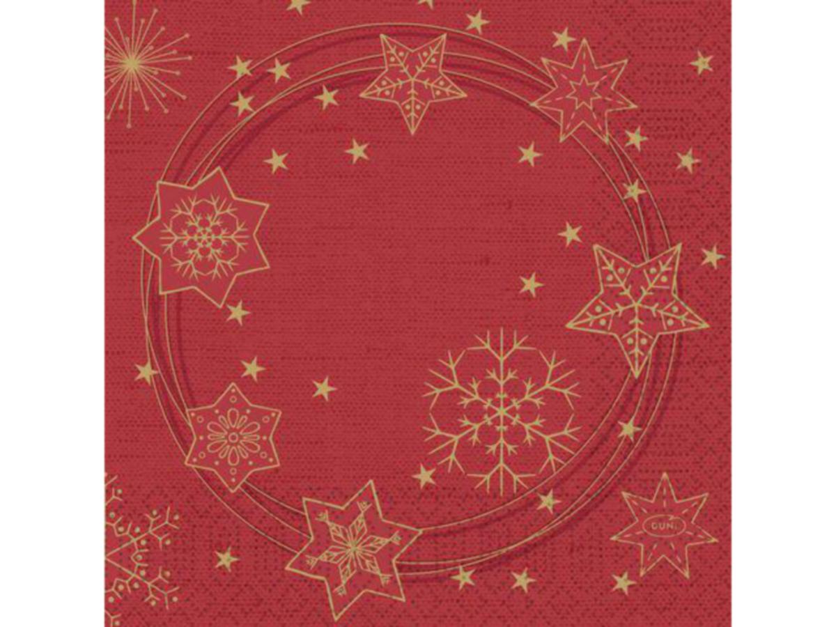 Serviett 3-lag Duni Star Shine - Serviett 3-lag 24cm Duni Star Shine rød 50pk