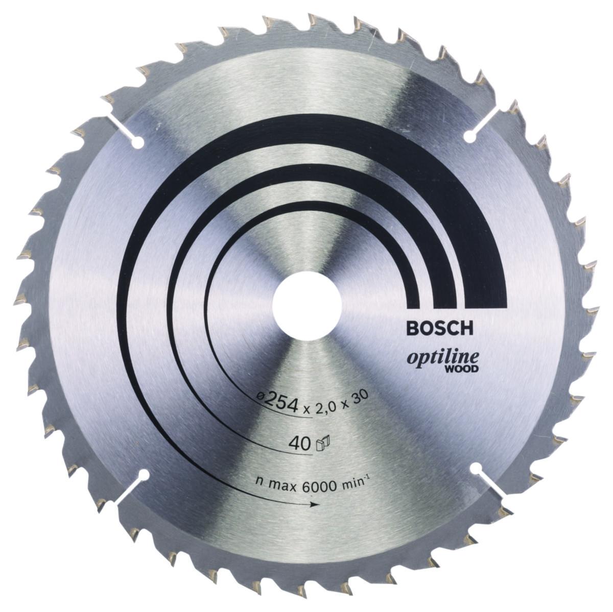 Sirkelsagblad Bosch Pro Wood, for kapp- og gjærsager med ledning - Sirkelsagblad Optiline Wood Bosch Ø254X30X2.0mm. 40T