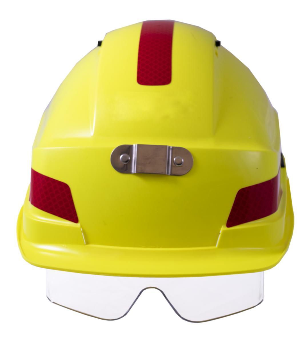Vernehjelm Iris 2 med refleks og lampefeste - Vernehjelm Iris 2 lampefeste rød refleks HiVis gul