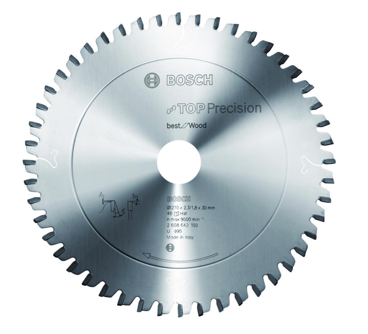Sirkelsagblad Bosch Top Precision for Wood, for kapp- og gjærsager med ledning - Sirkelsagblad TP Best for Wood Bosch Ø254X30X2.3mm. 60T