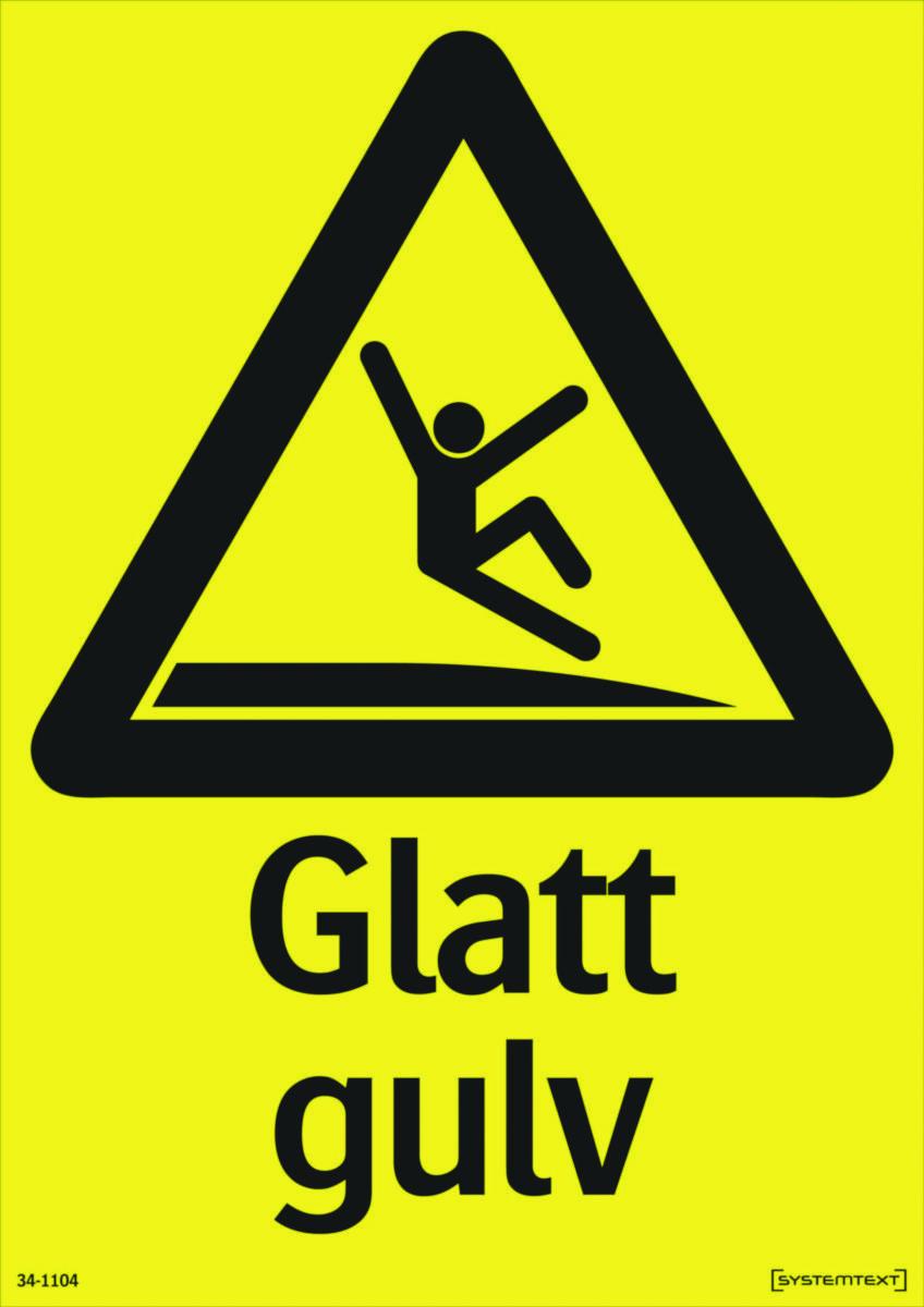 Skilt Systemtext "Glatt gulv" - Skilt Glatt gulv Systemtext 210x297mm HP