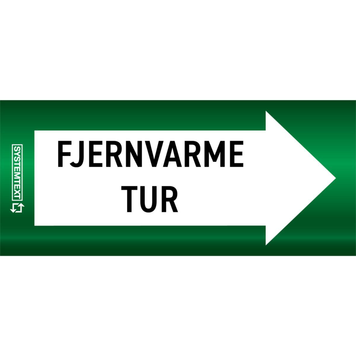 Rørmerking Systemtext "Fjernvarme Tur" Pil - Rørmerking Fjernvarme Tur Systemtext Recycled