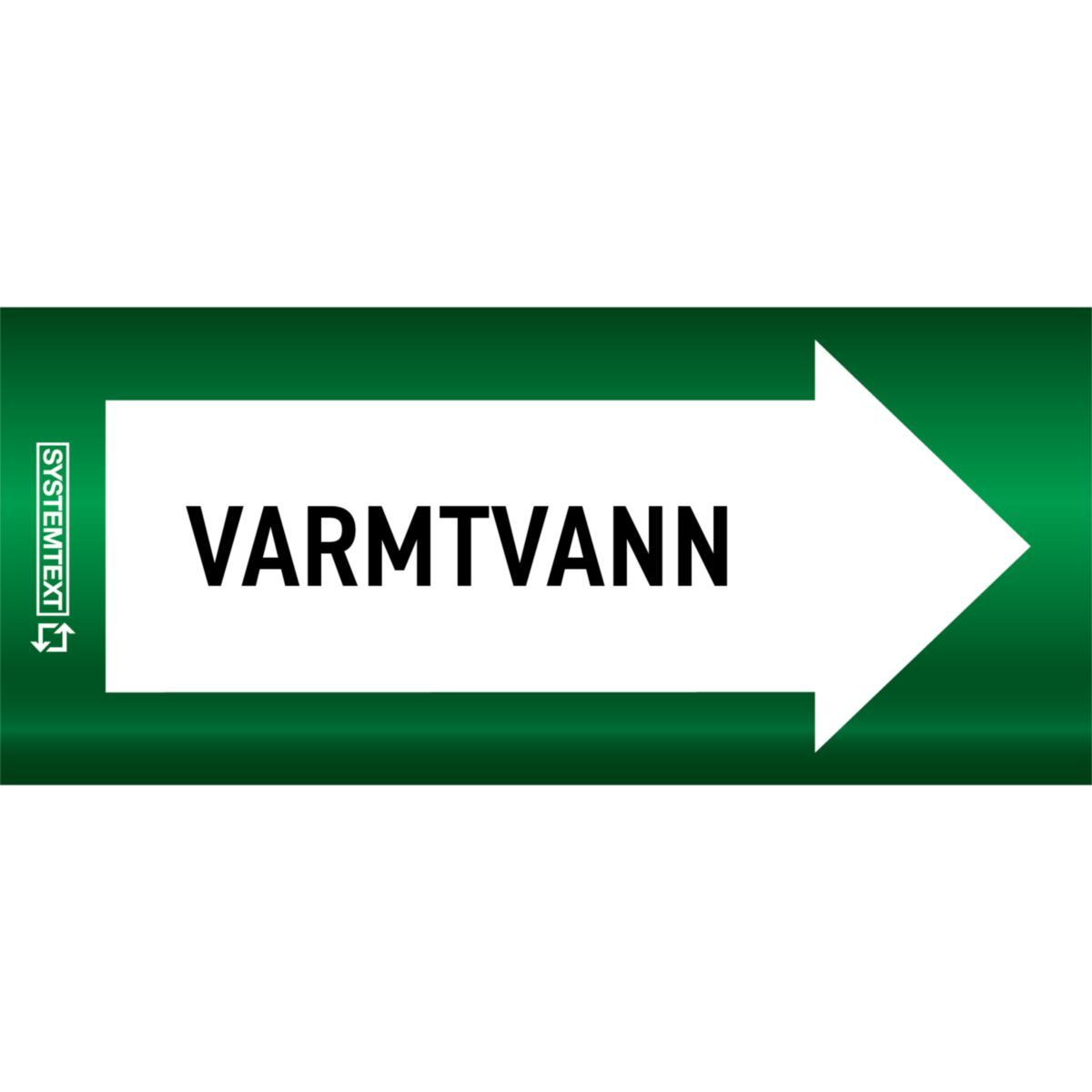 Rørmerking Systemtext "Varmtvann" Pil - Rørmerking Varmtvann Systemtext Recycled