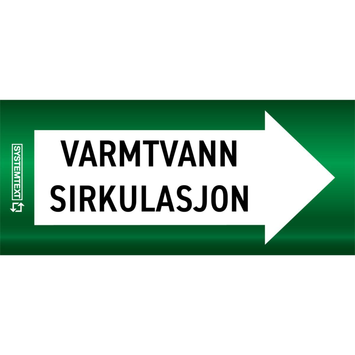 Rørmerking Systemtext "Varmtvann Sirkulasjon" Pil - Rørmerking Vv Sirkulasjon Systemtext Recycled
