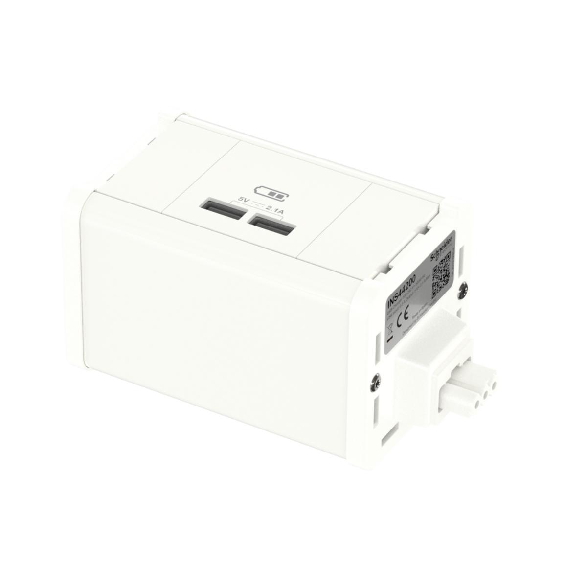 Modul uttaksenhet USB Schneider - Modul uttaksenhet USB A+A hvit 