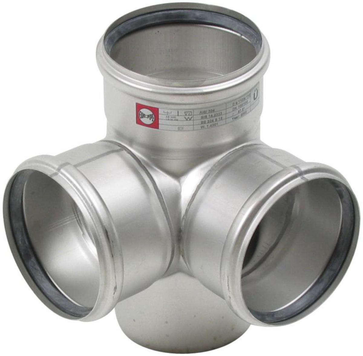 Hjørne grenrør 87.5° dobbelt, type 832, AISI 316L, Europipe - 110x110mm x 87,° Europipe gren hjørne dobbelt AISI 316L. T832