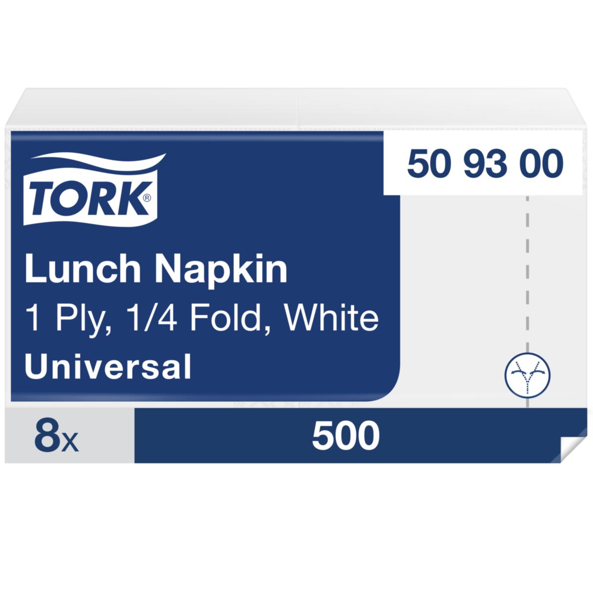 Bordserviett - Serviett Universal Lunsjserv. Tork 32.5X32.5cm hvit  500pk
