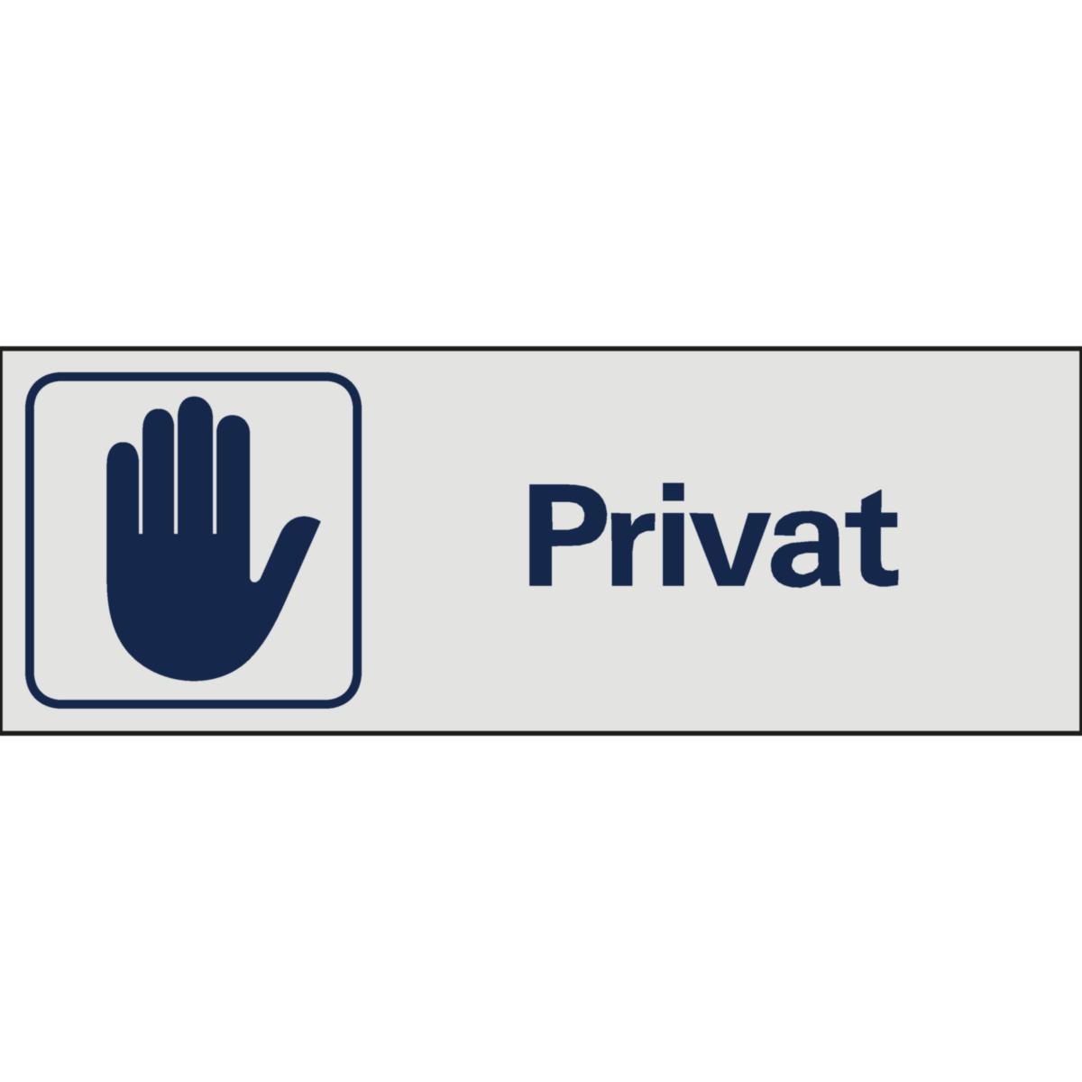 Skilt Systemtext "Privat" - Skilt Privat Systemtext 225x80mm Alu
