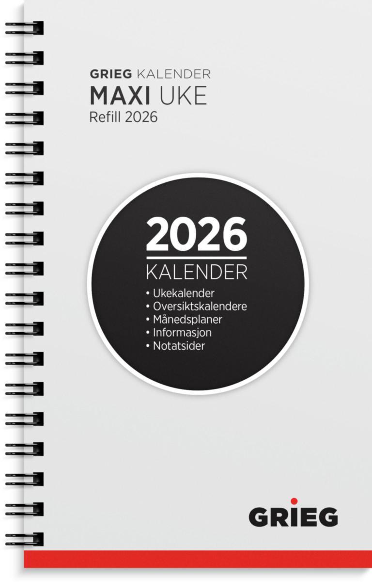 Lommekalender Grieg maxi 2026 refill - Lommekalender Grieg maxi 2026 refill