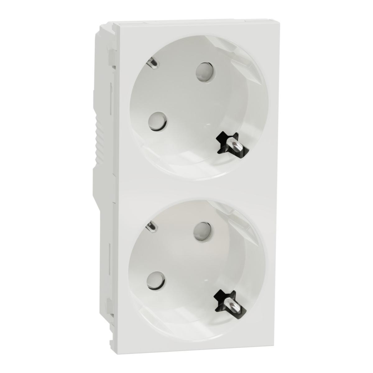 Stikkontakt Schneider dobbel uttak 2P +E skrukl - 2 x stikk utt 2P+E skrukl/IPT Hv