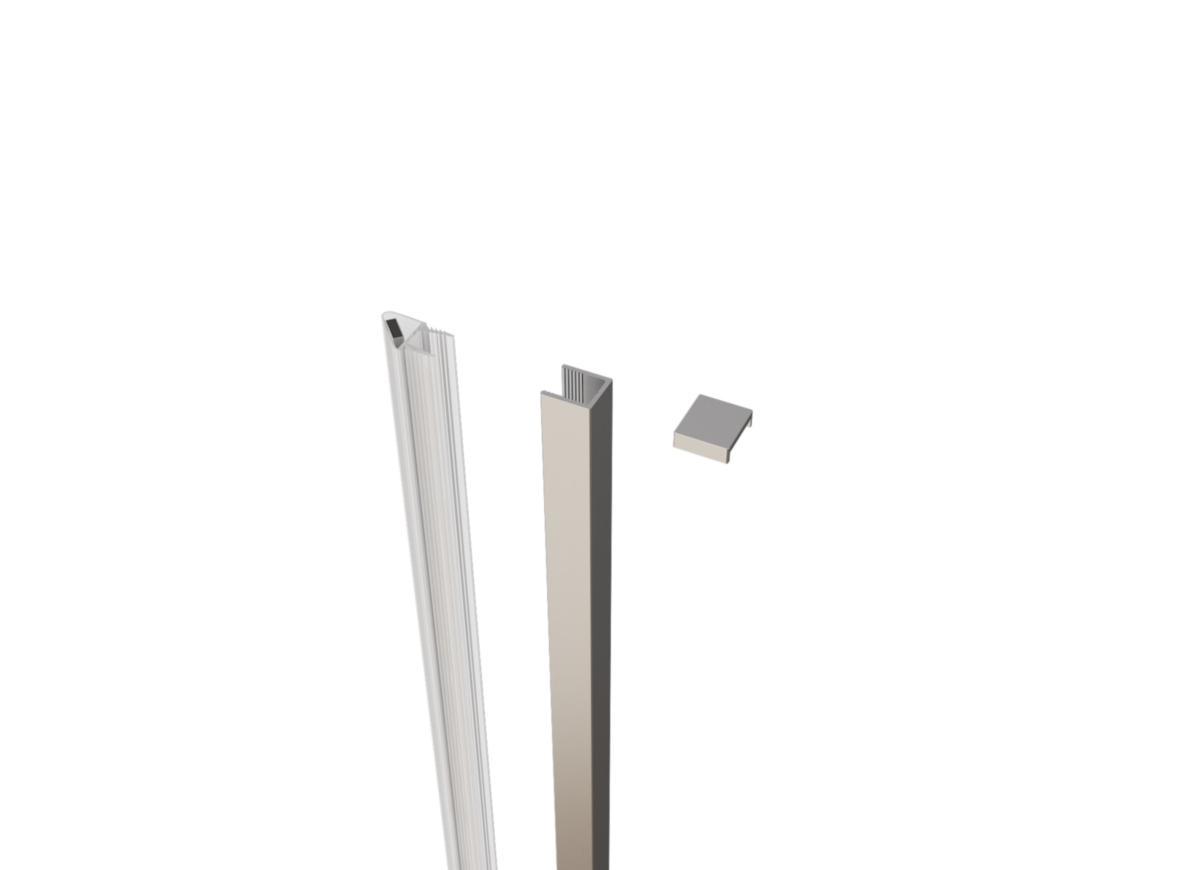 Nisjeprofil for Vivo dusjvegger, a-collection - a-coll Vivo nisjeprofil sett med magnetlist transparent