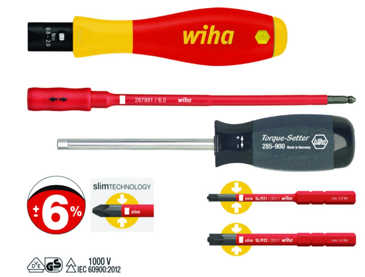 Momenttrekkersett Wiha 1000v - 5 deler - Momenttrekkersett TorqueVario Wiha SL/PZ  5 deler 1000V