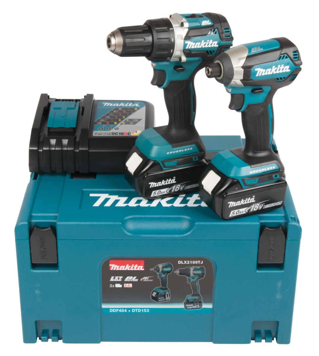 Kombipakke Makita DLX2189TJ - Kombipakke DLX2189TJ Makita 18V 5Ah DDF484/DTD153