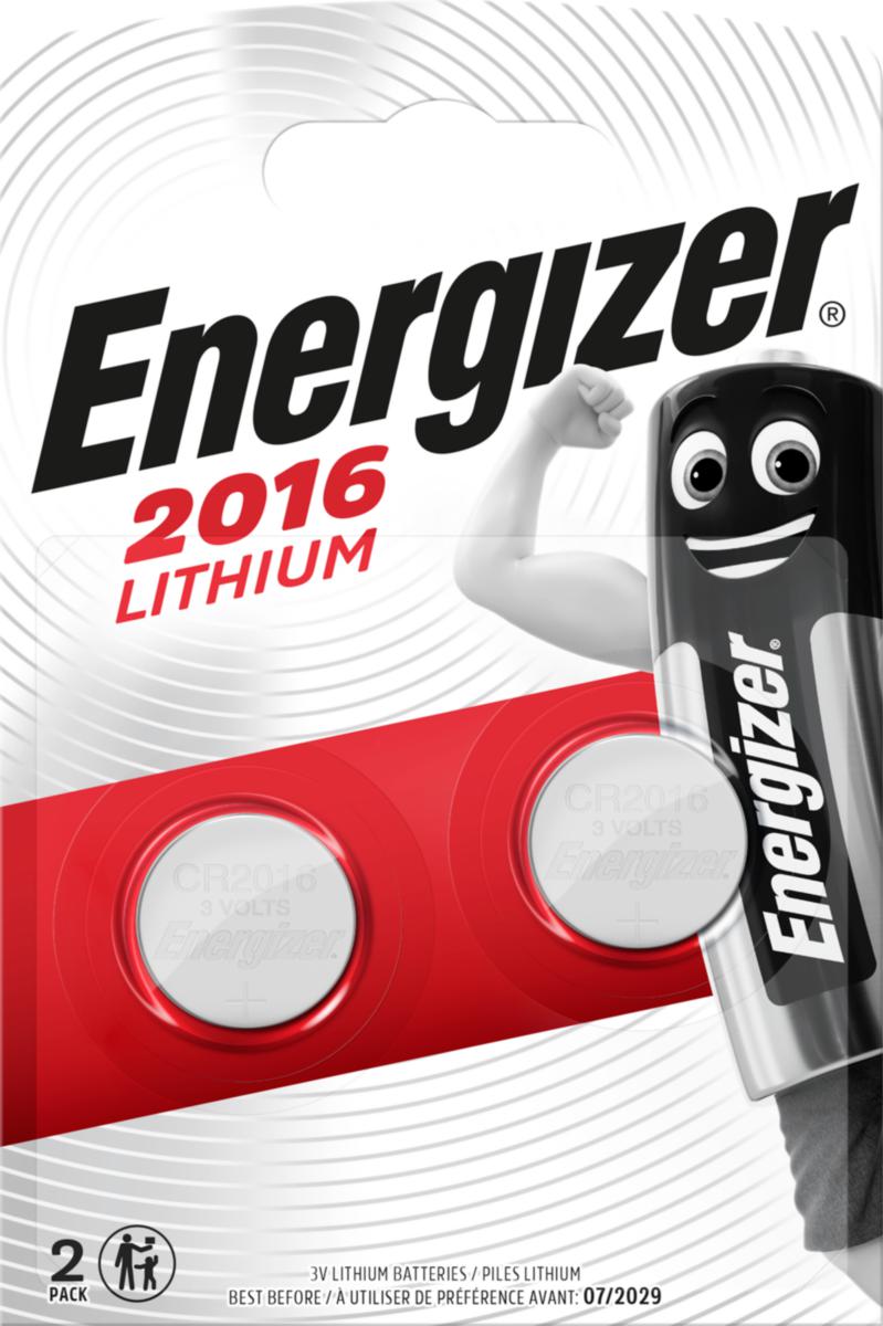 Knappcelle batteri Energizer Lithium, 2-pk - BATTERI LITIUM CR2016 FSB2 2stk/forp
