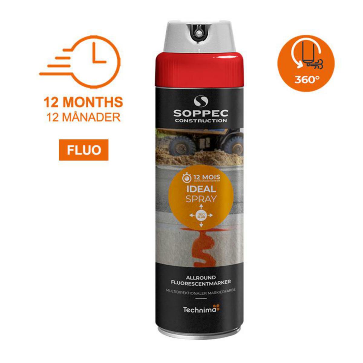 Merkespray Soppec Ideal Tunnelspray - Tunnelspray Ideal Spray Soppec Rød 500ml UN1950