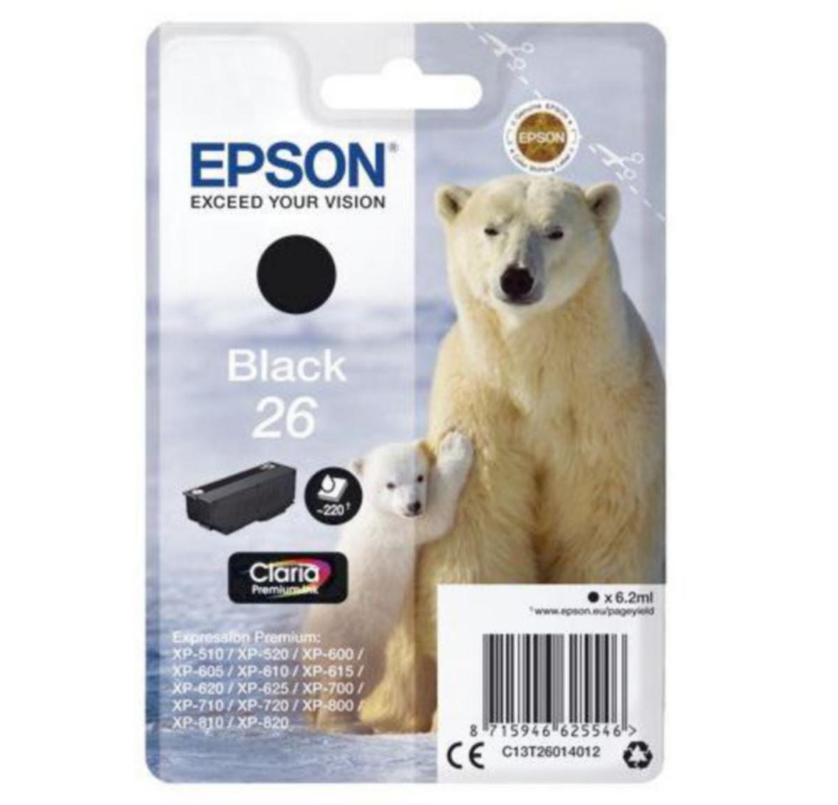 Blekk 26 C13T26014012 Epson svart - Blekk 26 C13T26014012 Epson svart