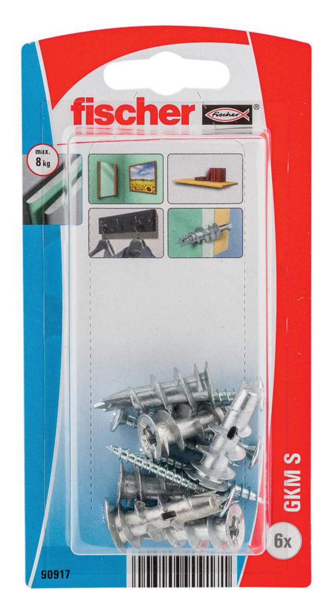 Gipsanker fischer Driva GKMS - Gipsanker 1-12mm met GKM Driva a 6stk metall m/skruer