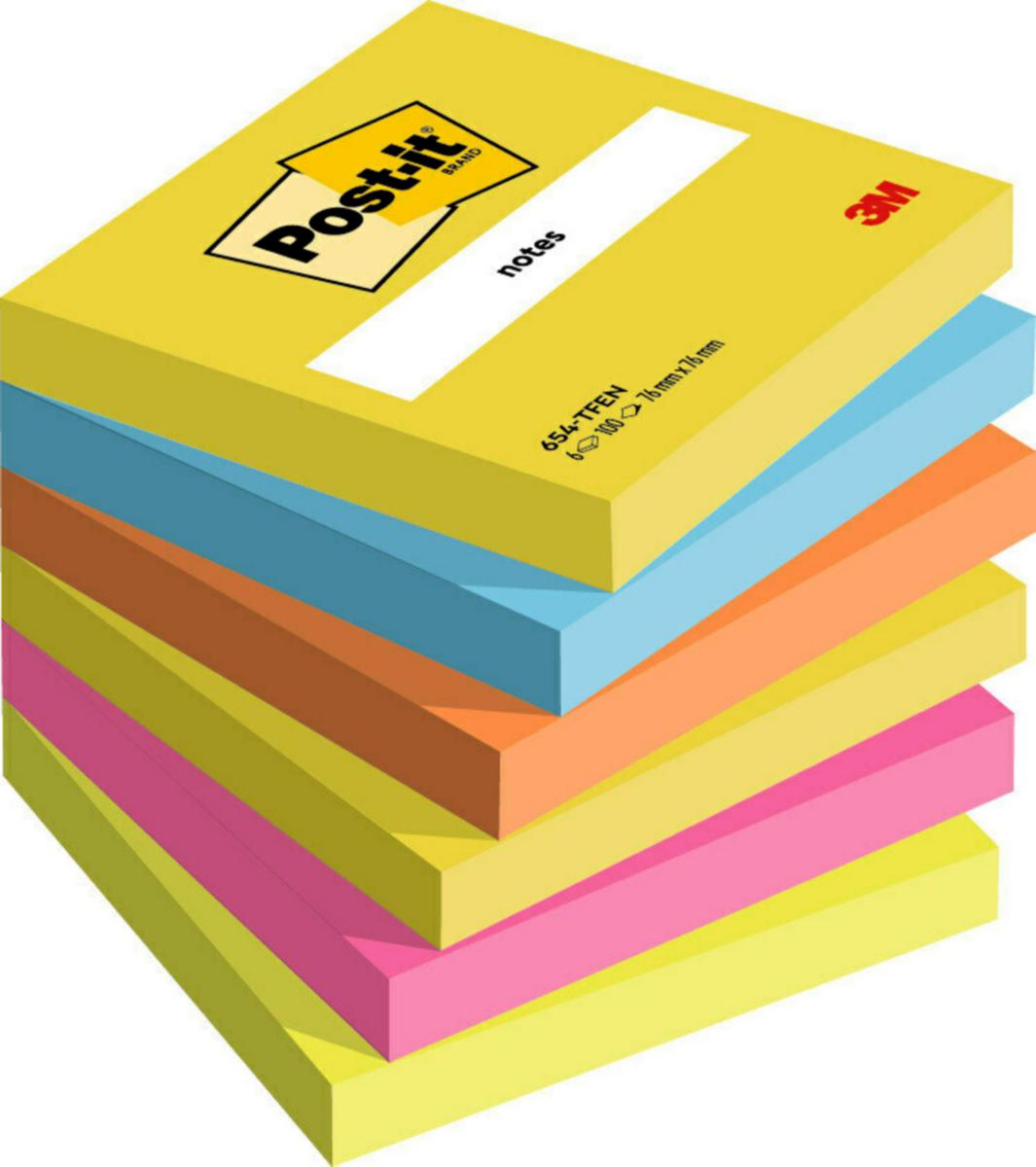 Notatblokk Post-it® Energetic Colour - Notatblokk Post-It 76x76mm 3M Energetic Colours 6pk