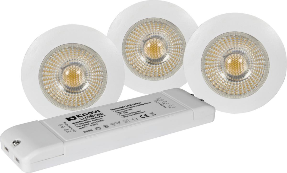 Downlight Unilamp UnoCob+ WD pack - UnoCob+ pk WarmDim 3x4W MH DL utenpå/innf 3pk m/driver
